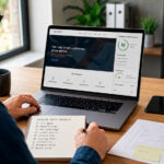Auditoría web para pymes revisando una página profesional en un portátil